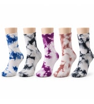 Unisex Batik Desenli Çorap 5'li Set Pamuklu Renkli Uzun Soket Dikişsiz Nefes Alan Günlük Spor Çorabı — Çok Renkli, 36-40