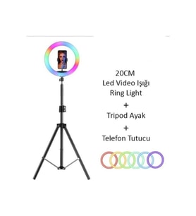 8 inç RGB LED Selfie Işığı, Tripod ve Tiktok Işığı Seti