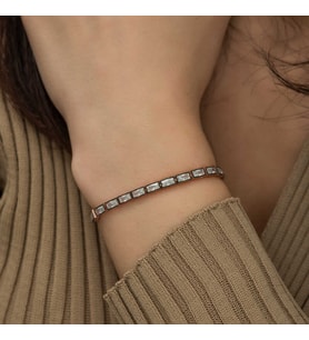 Gümüş Rose Emerald Kesim Elmas Montür Asansör Bileklik