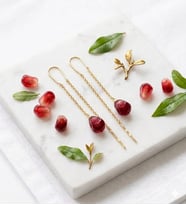 925 Ayar Gümüş Papatya Silver Murano Cam Nar Tanesi Küpe.rose.gold.rodaj