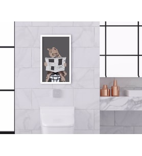 BK Home Banyo Tuvalet Dekoratif Ahşap Beyaz Çerçeveli Tablo-12