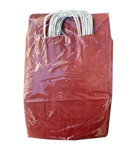 Büküm Saplı Kraft Kağıt Karton Hediye Çanta Poşet Torba - Bordo - 25x31 Cm. - 25 Adetlik 2 Paket