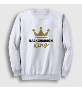 Presmono Unisex Beyaz Backgammon King Tavla Kralı Oyun Sweatshirt 416371tt (Beyaz)