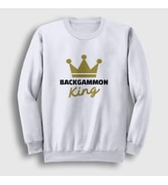 Presmono Unisex Beyaz Backgammon King Tavla Kralı Oyun Sweatshirt 416371tt (Beyaz)