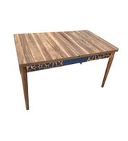 Masa 17908 KÜTÜK Desen MOTİF Model Orta Açılır Ahşap Kayın Retro Ayak El Yapım (Ceviz Rengi)