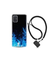 Samsung Galaxy A71 Kılıf Silikon Desen Boyun Askılı Blue Fire 1678