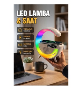 15W Kablosuz Şarjlı LED Masa Lambası Çalar Saat ve Beyaz Gürültü Özellikli