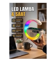 15W Kablosuz Şarjlı LED Masa Lambası Çalar Saat ve Beyaz Gürültü Özellikli