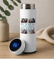 BK Gift Fotoğraflı Baba Tasarımlı Filtreli Dijital Göstergeli Beyaz Çelik Termos-6, Babaya Hediye, Babalar Günü Hediyesi
