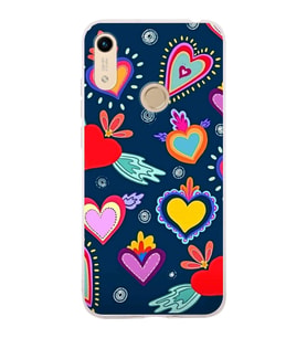 PrintiFy Huawei Honor 8A ile Uyumlu 1mm Slim Fit Retro Renkler 3 Baskılı Şeffaf  Kılıf