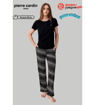 Pierre Cardin Premium Kadın Büyük Beden Modal Pamuklu Rahat Kalıp Kısa Kollu Pijama Takım