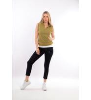 Kadın Paça Fermuar Detaylı T-shirt Kapşonlu 3'lü  Takım (Sarı)