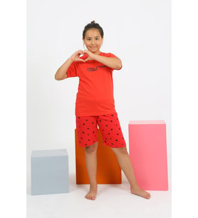 Akbeniz Kız Çocuk Şortlu Kısa Kol Penye Pijama Takım 20431