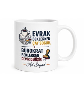 İsme Özel Bürokrat Yazılı Komik Kupa Bardak Esprili Hediye