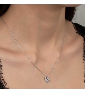 Swarovski Taşlı Gümüş Kalp Bayan Kolye