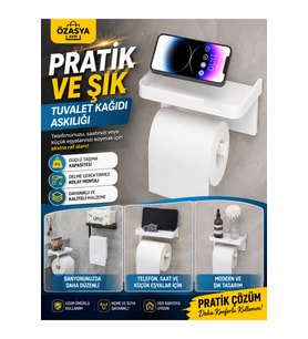 Yapışkanlı Tuvalet Kağıdı Askılığı Raflı
