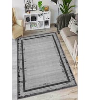 Koyu Gri Kaymaz Tabanlı Çerçeveli Salon Halısı AR1422 - 100 x 160 cm