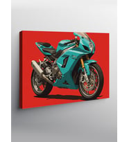 Kanvas Tablo Mavi Yarış Motosikleti