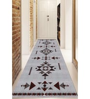 Dijital Baskılı Kaymaz Taban Yıkanabilir Modern Yolluk Ve Koridor Halısı NDU-SD-1058 (Gri)