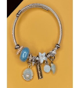 Mavi Midye Detaylı Charm Çelik Bileklik