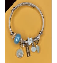 Mavi Midye Detaylı Charm Çelik Bileklik