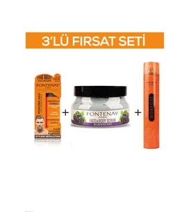 Fontenay Pudra Toz Wax Turuncu 20gr + Face And Body Scrub Böğürtlen 350ml +Saç Spreyi 400ml 3'Lü Set
