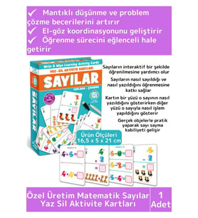 Premium Eğitici El Göz Koordinasyon Zeka Geliştirici Matematik Sayılar Yaz Sil Aktivite Kartları