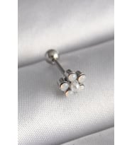 316L Çelik Gümüş Renk Zirkon Taşlı Çiçek Model Tragus Piercing 5886 - SSSSSS4510-3044