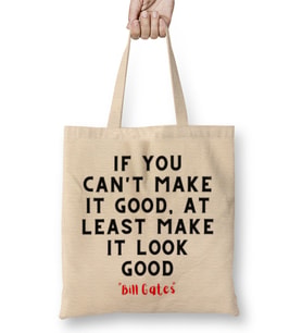Bill Gates Quotes - Motivation Success İnspiration Work Gifts Bez Çanta Uzun Saplı