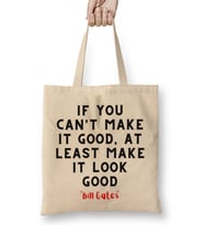 Bill Gates Quotes - Motivation Success İnspiration Work Gifts Bez Çanta Uzun Saplı