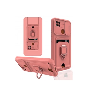 Xiaomi Redmi 9c Kılıf Zuma Kartvizitli Yüzüklü Silikon - Pembe