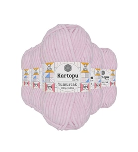 5 Adet Yumurcak Kadife El Örgü İpi Toz Pembe K1562 mudanis
