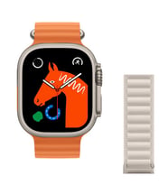 Pazariz Watch 8 Ultra 49mm  Amax Ultra Akıllı NFC - GPS - Kablosuz Şarj TURUNCU (Beyaz)