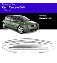 Renault Megane 2 HB Cam Çıtası Komple Set Çerçevesi Kromu Nikelajı
