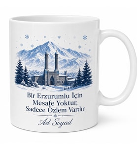 Erzurum Kış Temalı Kişiye Özel Memleket Kupa Bardak Hediye