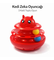 Hacıyatmaz Kedi Oyuncağı 3 Katlı Toplu Zeka Oyuncağı 20x21 cm – Devrilmez Interaktif Oyuncağı