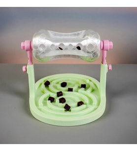 3D Baskı Labirentli Köpek ve Kedi Zeka Oyuncağı Dönen Ödül Silindirli Yavaş Yeme Aktivite - Yeşil Şe