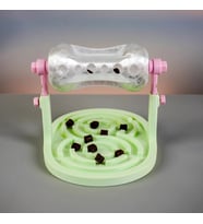 3D Baskı Labirentli Köpek ve Kedi Zeka Oyuncağı Dönen Ödül Silindirli Yavaş Yeme Aktivite - Yeşil Şe