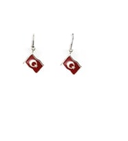Türk Bayrağı Küpe (Metal)