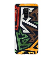 Samsung Galaxy A6 Plus (2018) Uyumlu Kapak Soyut Grafiti Tasarımlı Şeffaf Silikon Kılıf