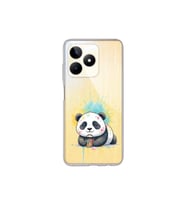 Realme C53 ile Uyumlu Splash Panda Tasarımlı Şeffaf Silikon Kılıf