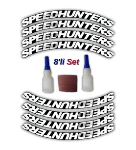 Speedhunters Otomobil Motosiklet 3D Araç Lastik Jant Yazısı Arma Sticker Şerit  Beyaz _ 8'Li Set