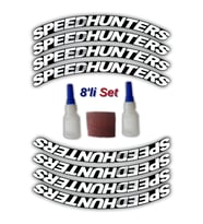 Speedhunters Otomobil Motosiklet 3D Araç Lastik Jant Yazısı Arma Sticker Şerit  Beyaz _ 8'Li Set