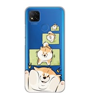 Xiaomi Redmi 9C / 10A Uyumlu Sevimli Köpek Tasarımlı Şeffaf Telefon Kılıfı