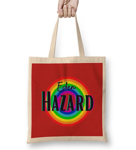 Eden Hazard - Vintage Retro Rainbow Style Bez Çanta Uzun Saplı