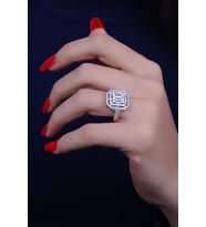ENCİLİ SİLVER 925 Ayar Gümüş Çift Sıra Taşlı Baget Model Kadın Yüzük