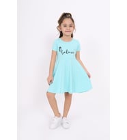 Toontoy Kız Çocuk  Believe Baskılı Elbise (Mint Yeşili)