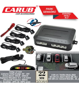 CARUB Park Sensörü Ekranlı Sesli 22mm  Siyah