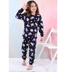 Kuromi Desenli Kız Çocuk Pijama Takımı Pembe 3-13 Yaş