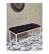 Beyaz Boyalı - L - Ayaklı 100 cm x 38 cm Oturak - Bench - Makyaj Taburesi - Makyaj Oturak Siyah Renk 100 x 40 Boyut/Ebat (Çok Renkli)